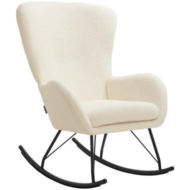 tectake Schommelstoel Swing met stalen glijders en dikke bekleding, Crème/zwart product