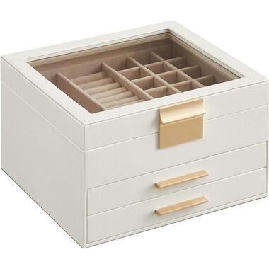 Parya Home juwelendoos met glazen deksel wit product