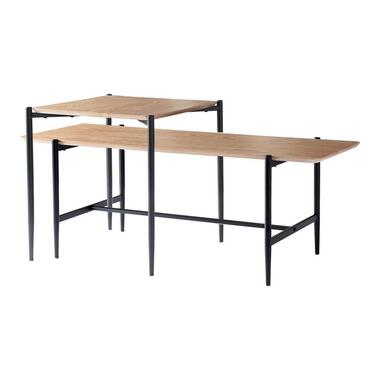 CALICOSY - Set van 2 Salontafels JESSIE - Licht hout - 38x100x40 cm product