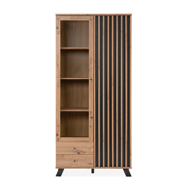 CALICOSY - Vitrinekast LUBLIN - Licht hout - 198x92x40 cm product