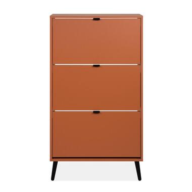 CALICOSY - Schoenenkast VIGO - Terracotta / zwart - 125x70x24 cm
