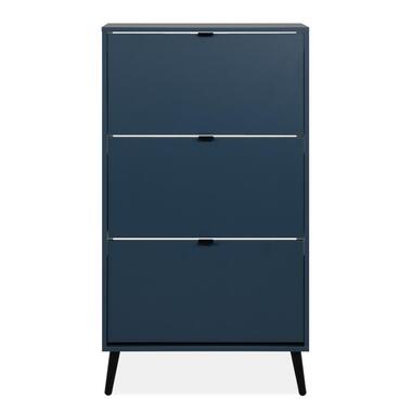 CALICOSY - Schoenenkast VIGO - Alby blauw / zwart - 125x70x24 cm