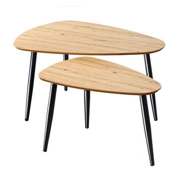 CALICOSY - Set van 2 Salontafels - Licht hout - 42x80x60 cm product