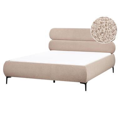LESSAY - Tweepersoonsbed - Taupe - 160 x 200 cm - Bouclé product