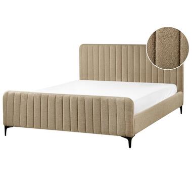 LUNAN - Tweepersoonsbed - Taupe - 160 x 200 cm - Bouclé product