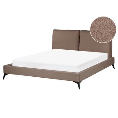 MELLE - Tweepersoonsbed - Bruin - 160 x 200 cm - Bouclé product