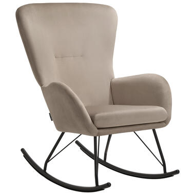 tectake Schommelstoel Swing met stalen glijders en dikke bekleding, Zwart/taupe product
