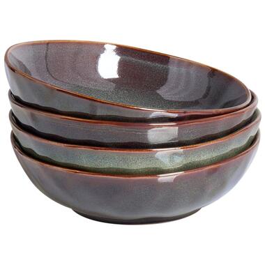 THYME - Diepe borden set van 4 - Donkergroen - Steengoed product