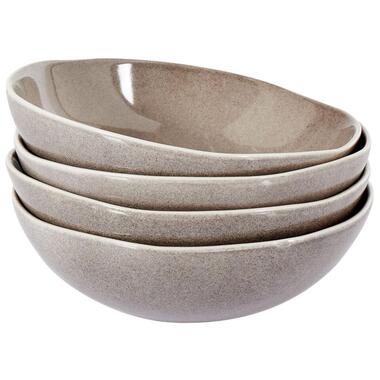 COSTMARY - Diepe borden set van 4 - Grijs - Steengoed
