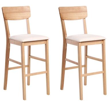 AMBLER - Barkruk set van 2 - Lichtbruin/Lichtbeige - Rubberhout product