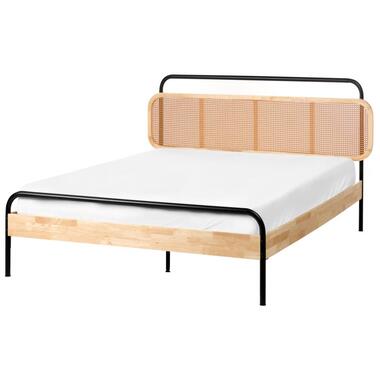 BOUSSICOURT - Tweepersoonsbed - Lichtbruin - 140 x 200 cm - Rubberhout product