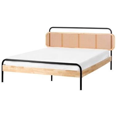 BOUSSICOURT - Tweepersoonsbed - Lichtbruin - 160 x 200 cm - Rubberhout product