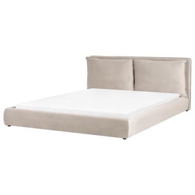 BAJONNA - Tweepersoonsbed - Taupe - 180 x 200 cm - Fluweel product