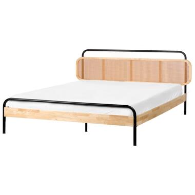 BOUSSICOURT - Tweepersoonsbed - Lichtbruin - 180 x 200 cm - Rubberhout product