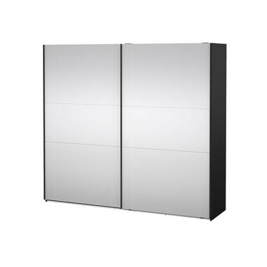 Hioshop Como schuifdeurkast 2 deuren met spiegel 245x220cm mat zwart product