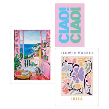 Set poster met lijst - Zomer aan Zee