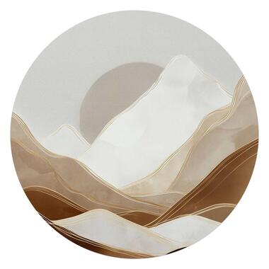 Glasschilderij Maan achter de bergen - Ø 70cm - Beige product