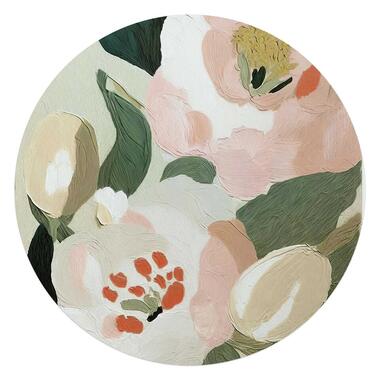 Glasschilderij Pastel bloemen - Ø 70cm - Groen product