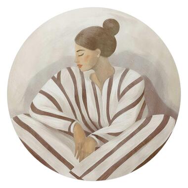 Glasschilderij Zen dame - Ø 70cm - Beige product