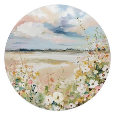 Glasschilderij Lente horizon - Ø 50cm - Beige product