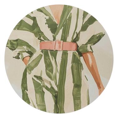 Glasschilderij Outfit groene strepen - Ø 70cm - Groen product