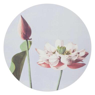 Glasschilderij Elegante Bloem - Ø 70cm - Roze product