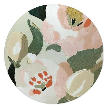 Glasschilderij Pastel bloemen - Ø 50cm - Groen product