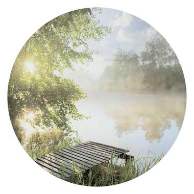 Glasschilderij Ochtend aan het water - Ø 70cm - Groen product