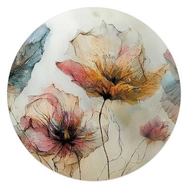 Glasschilderij Aquarel bloemen I - Ø 50cm - Roze product