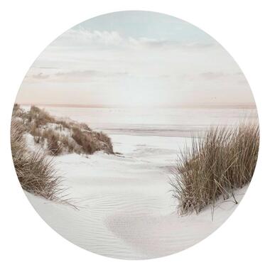 Glasschilderij Horizon aan het strand - Ø 70cm - Beige product