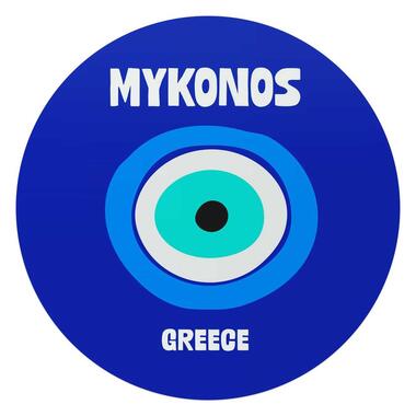 Glasschilderij Mykonos - Ø 70cm - Blauw product