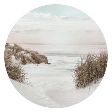 Glasschilderij Horizon aan het strand - Ø 50cm - Beige product