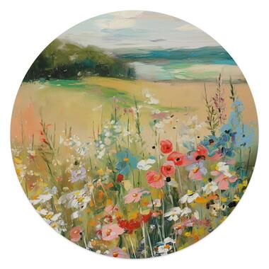 Glasschilderij Zomers strand - Ø 50cm - Beige product