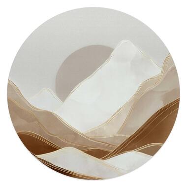 Glasschilderij Maan achter de bergen - Ø 50cm - Beige product