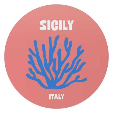 Glasschilderij Sicilië - Ø 70cm - Roze product
