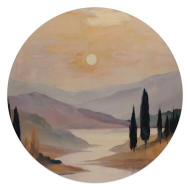 Glasschilderij Landschap I - Ø 50cm - Bruin product