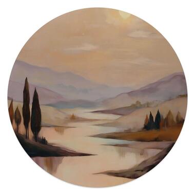 Glasschilderij Landschap II - Ø 50cm - Bruin product