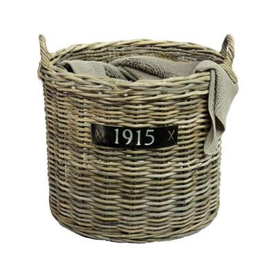 Van der Leeden Opbergmand - bruin - rond - D65 x H60 cm - rotan