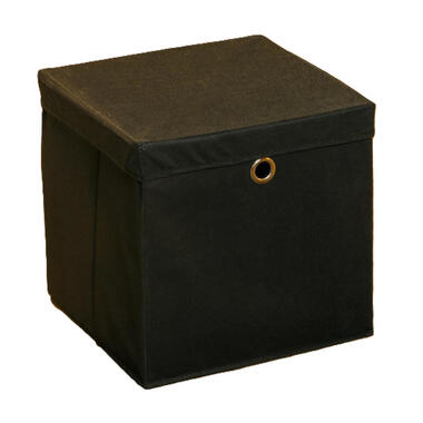 HI Opbergmand - zwart - 30 x 30 cm - kunststof - met deksel product