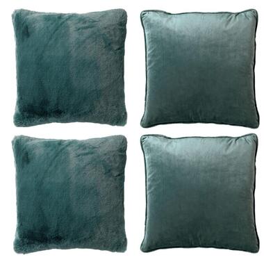 KUSSENSET - 4-delig Soft Textures - 45x45 cm - inclusief binnenkussens - groen product