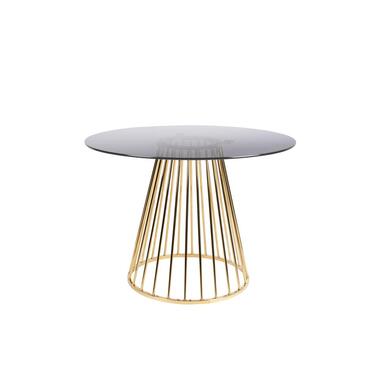 Housecraft Floris Eettafel Rond Glas 110 cm Goud product