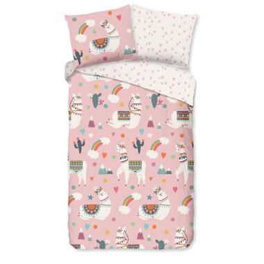Pure Kinderdekbedovertrek "lama / alpaca" - Roze - (140x200/220 cm) - Microfiber product