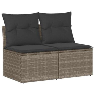 vidaXL Loungebank 2 zits met kussens poly rattan - Grijs - 110x62x69 cm product