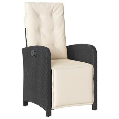 vidaXL - Verstelbare tuinstoel - Voetensteun - Zwart - Poly rattan product