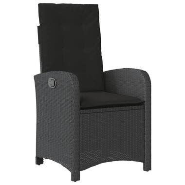 vidaXL - Verstelbare tuinstoel met kussens - Zwart - Poly rattan product