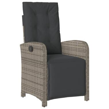 vidaXL - Verstelbare tuinstoel - Voetensteun - Grijs - Poly rattan product