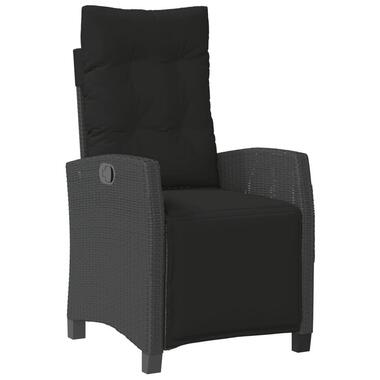 vidaXL - Verstelbare tuinstoel - Voetensteun - Zwart - Poly rattan product