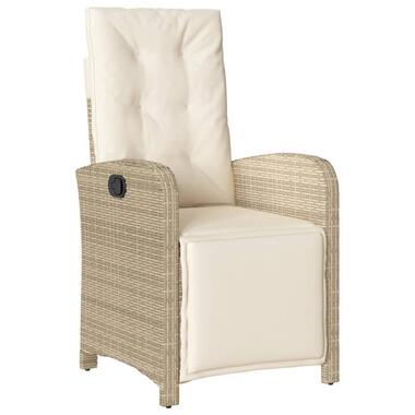 vidaXL - Verstelbare tuinstoel met voetensteun - Beige - Poly rattan product