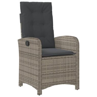 vidaXL - Verstelbare tuinstoel met kussens - Grijs - Poly rattan product