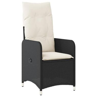 vidaXL - Tuinstoel verstelbaar met kussens - Zwart - Poly rattan product